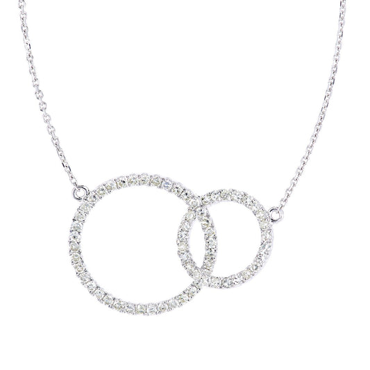 9ct White Gold  Round 1/3ct Diamond Circle Charm Necklace 18 inch - PNEAXL20034W
