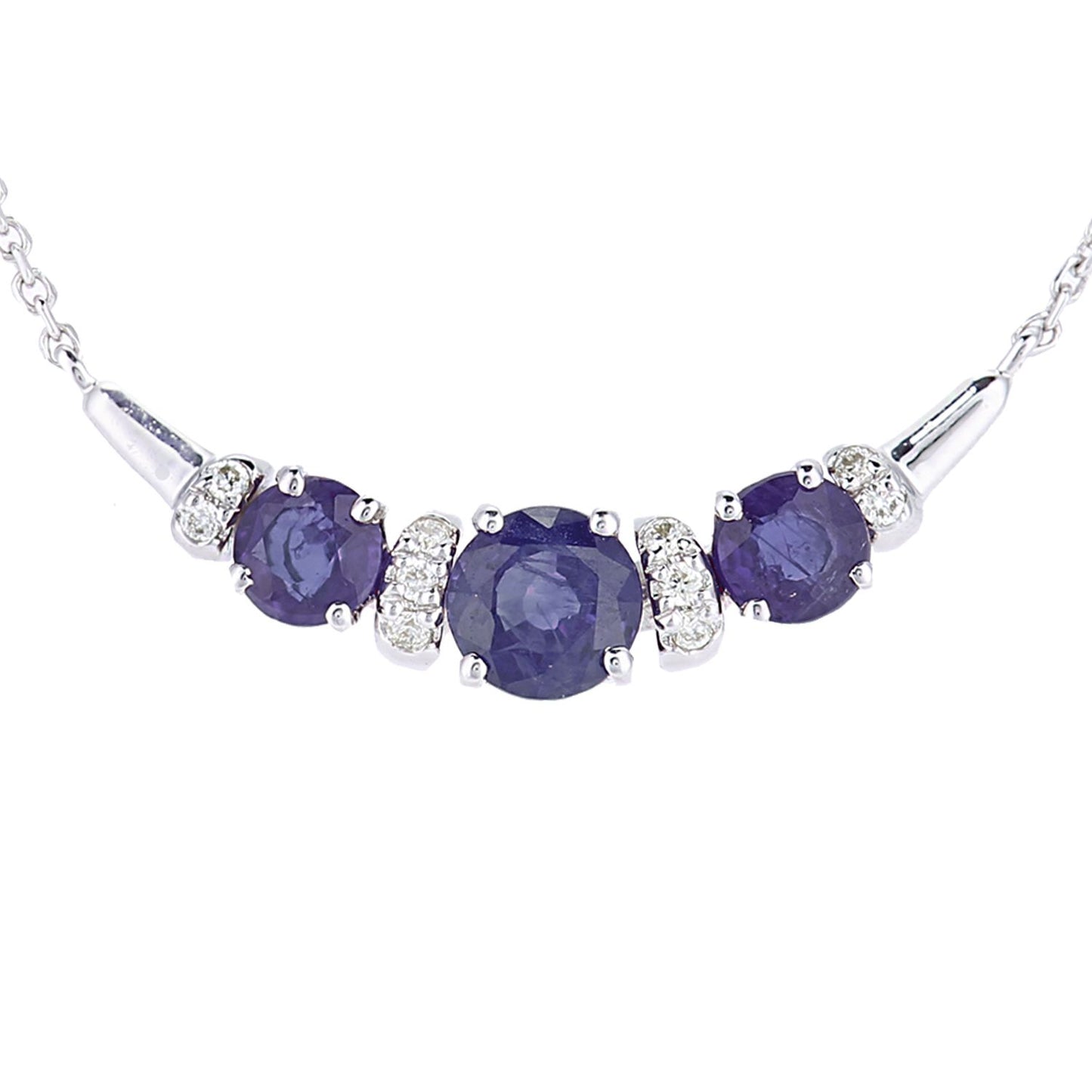 9ct White Gold  Diamond Sapphire Trilogy Boomerang Necklace 18" - PNEAXL20040WSA