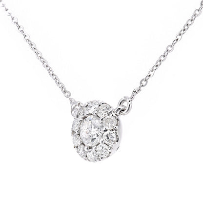 9ct White Gold  Round 0.28ct Diamond Halo Charm Necklace 18 inch - PNEAXL30003W