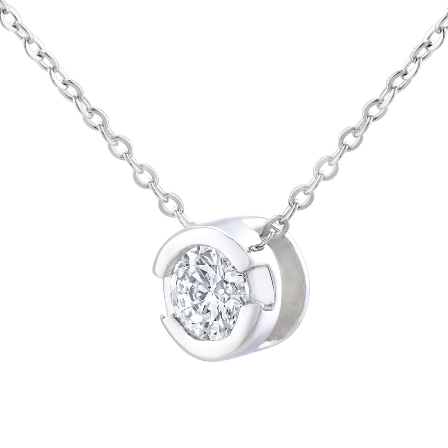 9ct White Gold  15pts Diamond Solitaire Solitaire Necklace 18 inch - PP0AXL1505W
