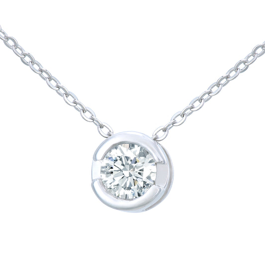 9ct White Gold  15pts Diamond Solitaire Solitaire Necklace 18 inch - PP0AXL1505W