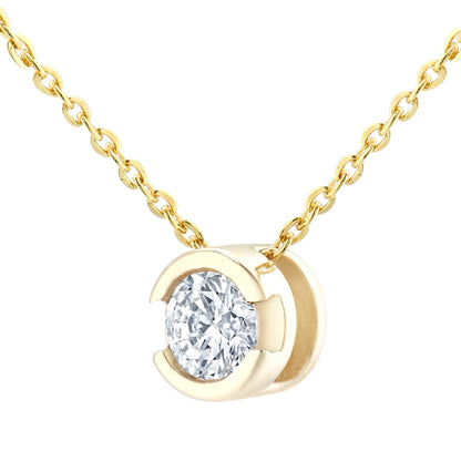 9ct Gold  Round 15pts Diamond Solitaire Solitaire Necklace 18 inch - PP0AXL1505Y