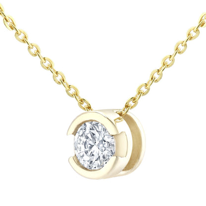 9ct Gold  Round 15pts Diamond Solitaire Solitaire Necklace 18 inch - PP0AXL1505Y