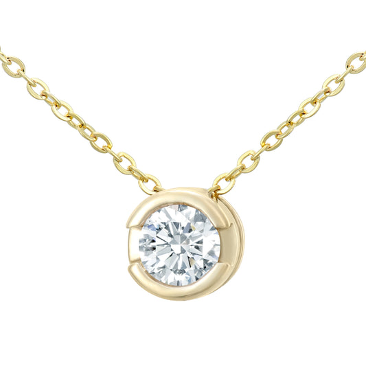 9ct Gold  Round 15pts Diamond Solitaire Solitaire Necklace 18 inch - PP0AXL1505Y