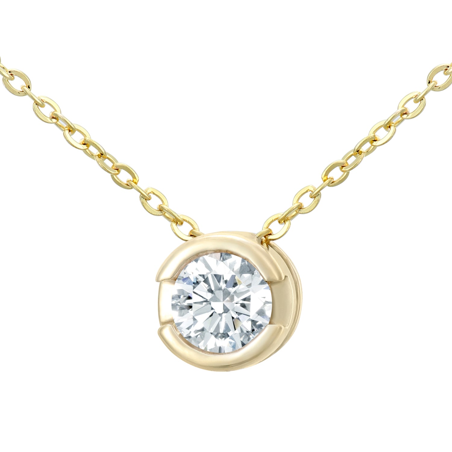 9ct Gold  Round 15pts Diamond Solitaire Solitaire Necklace 18 inch - PP0AXL1505Y