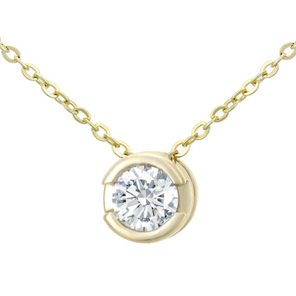 9ct Gold  Round 15pts Diamond Solitaire Solitaire Necklace 18 inch - PP0AXL1505Y