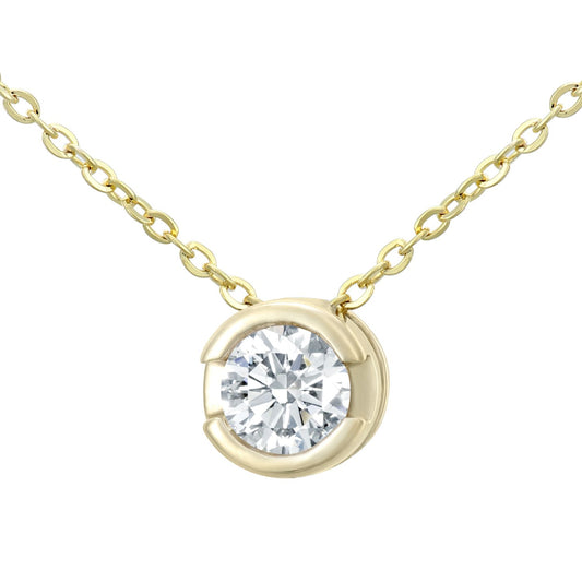 9ct Gold  Round 15pts Diamond Solitaire Solitaire Necklace 18 inch - PP0AXL1505Y