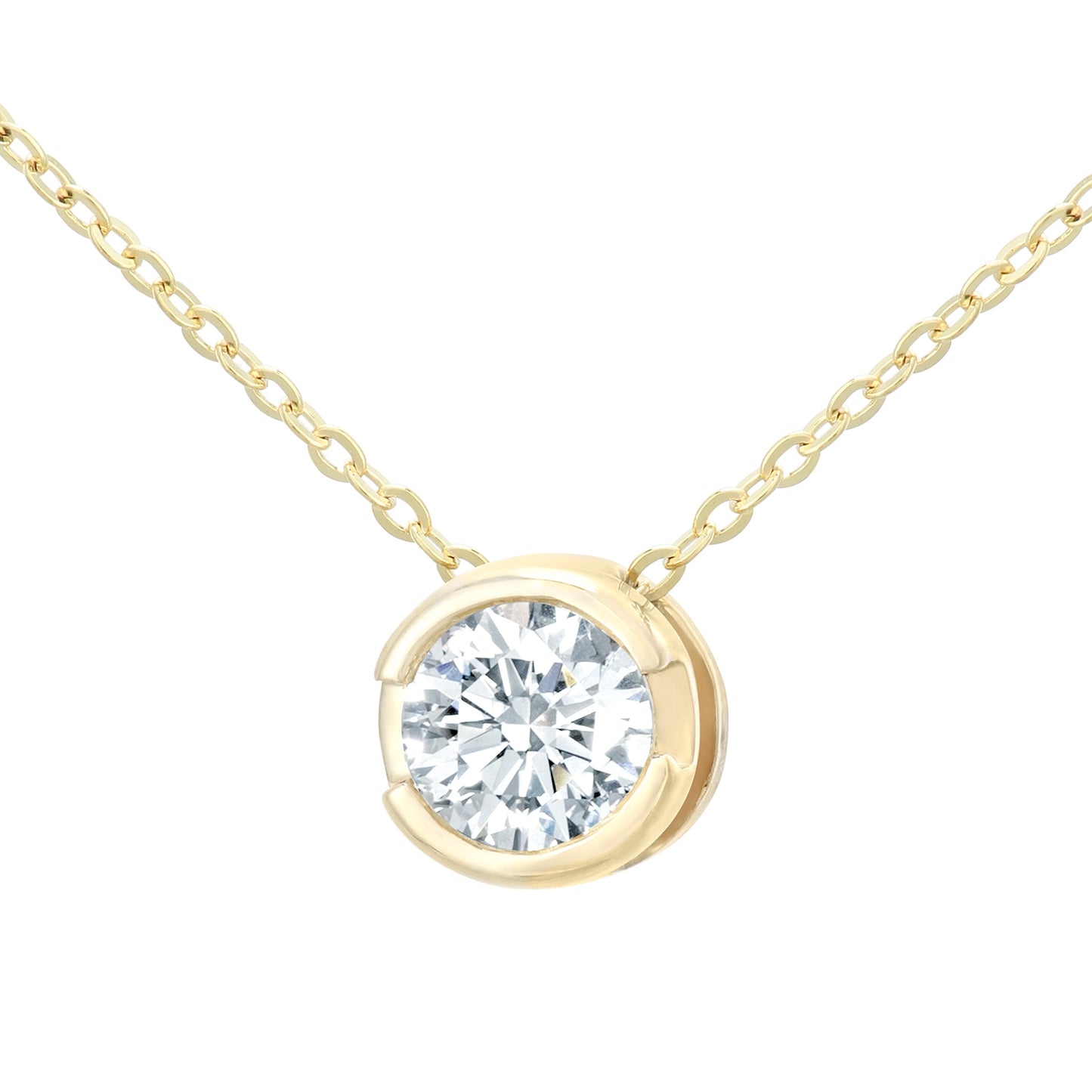 9ct Gold  Round 1/4ct Diamond Solitaire Solitaire Necklace 18 inch - PP0AXL1506Y