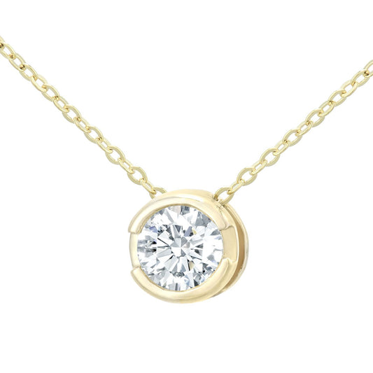 9ct Gold Round 1/4ct Diamond Solitaire Solitaire Necklace 18 inch - PP0AXL1506Y