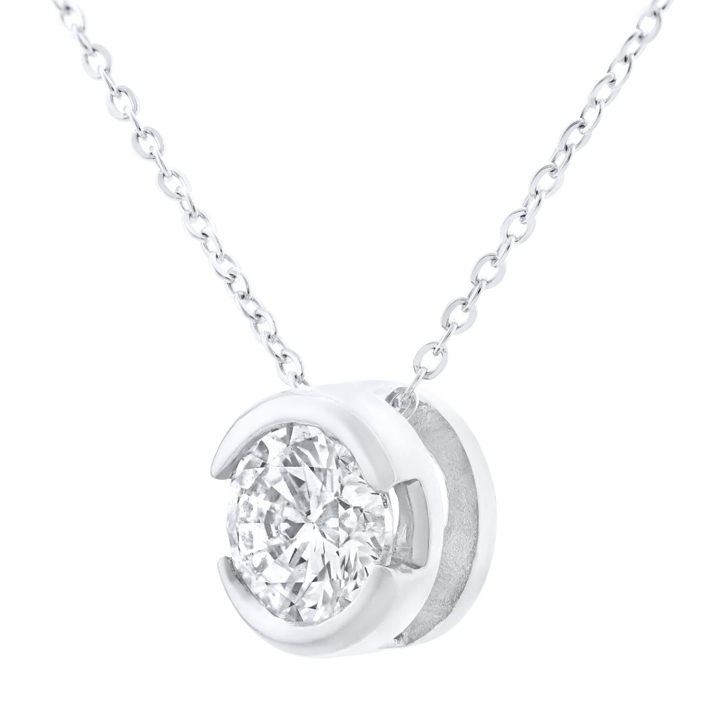 9ct White Gold  1/3ct Diamond Solitaire Pendant Necklace 18 inch - PP0AXL1507W