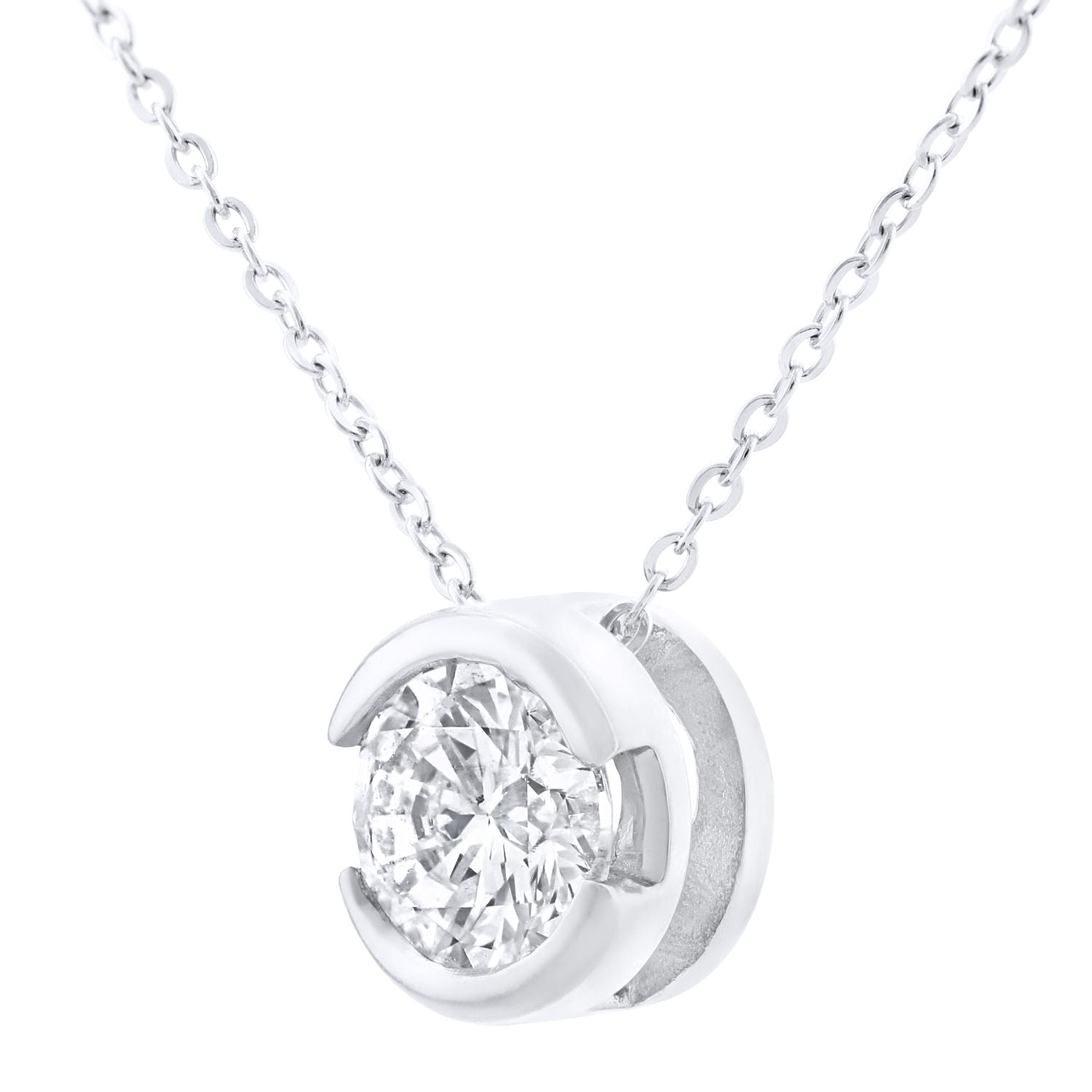 9ct White Gold  1/3ct Diamond Solitaire Pendant Necklace 18 inch - PP0AXL1507W