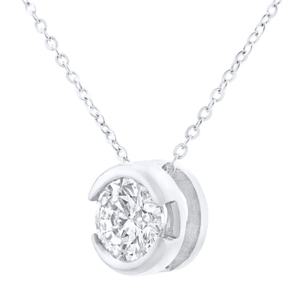 9ct White Gold  1/3ct Diamond Solitaire Pendant Necklace 18 inch - PP0AXL1507W