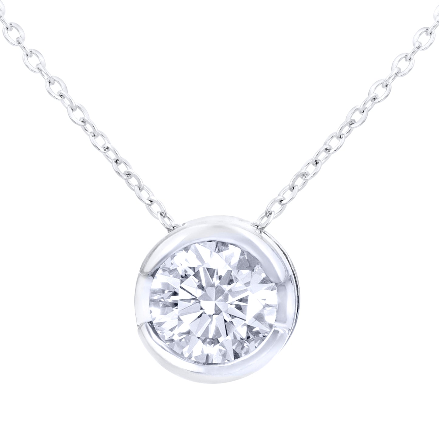 9ct White Gold  1/3ct Diamond Solitaire Pendant Necklace 18 inch - PP0AXL1507W