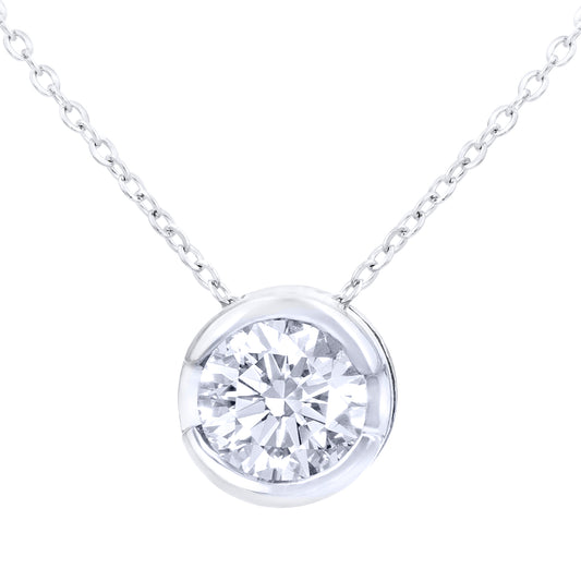 9ct White Gold  1/3ct Diamond Solitaire Pendant Necklace 18 inch - PP0AXL1507W
