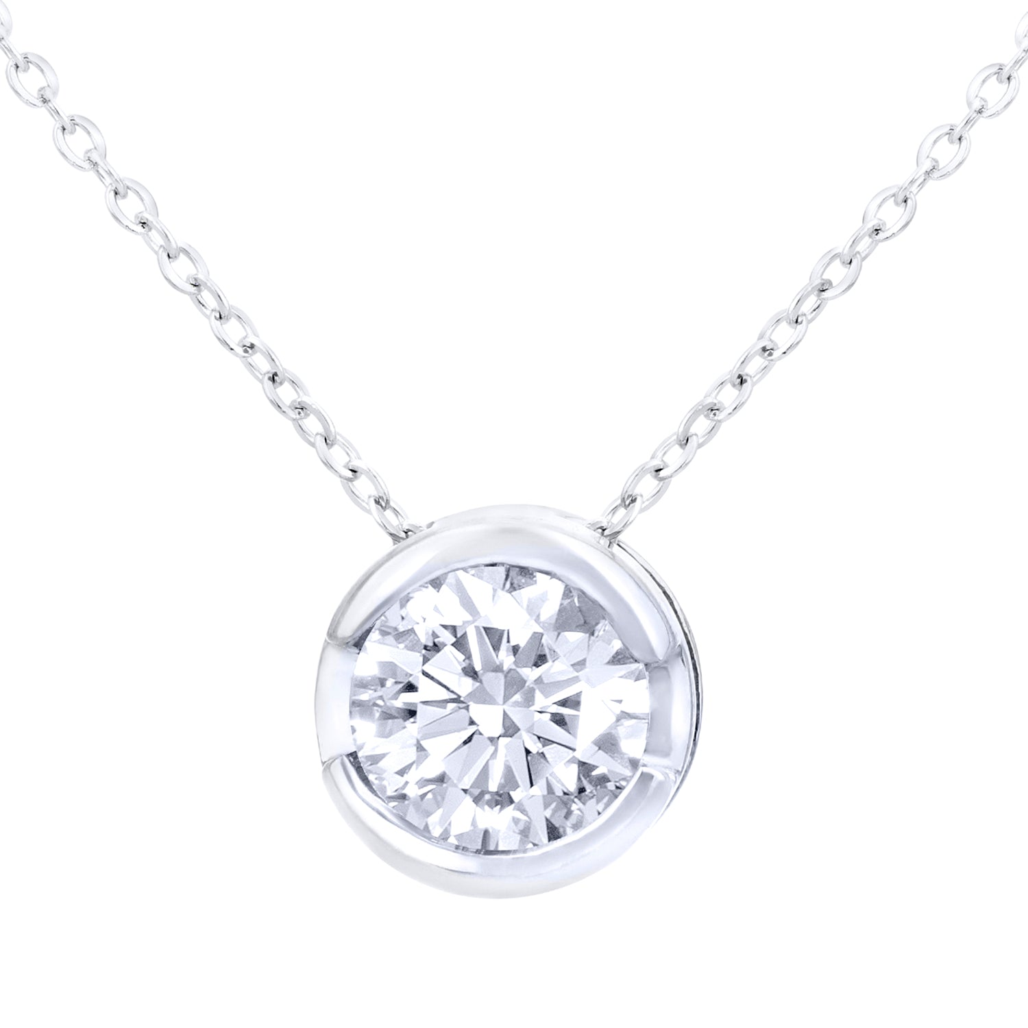 9ct White Gold  1/3ct Diamond Solitaire Pendant Necklace 18 inch - PP0AXL1507W