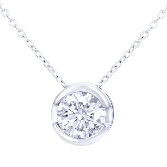 9ct White Gold 1/3ct Diamond Solitaire Pendant Necklace 18 inch - PP0AXL1507W