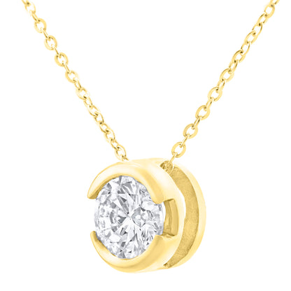 9ct Gold  Round 1/3ct Diamond Solitaire Pendant Necklace 18 inch - PP0AXL1507Y