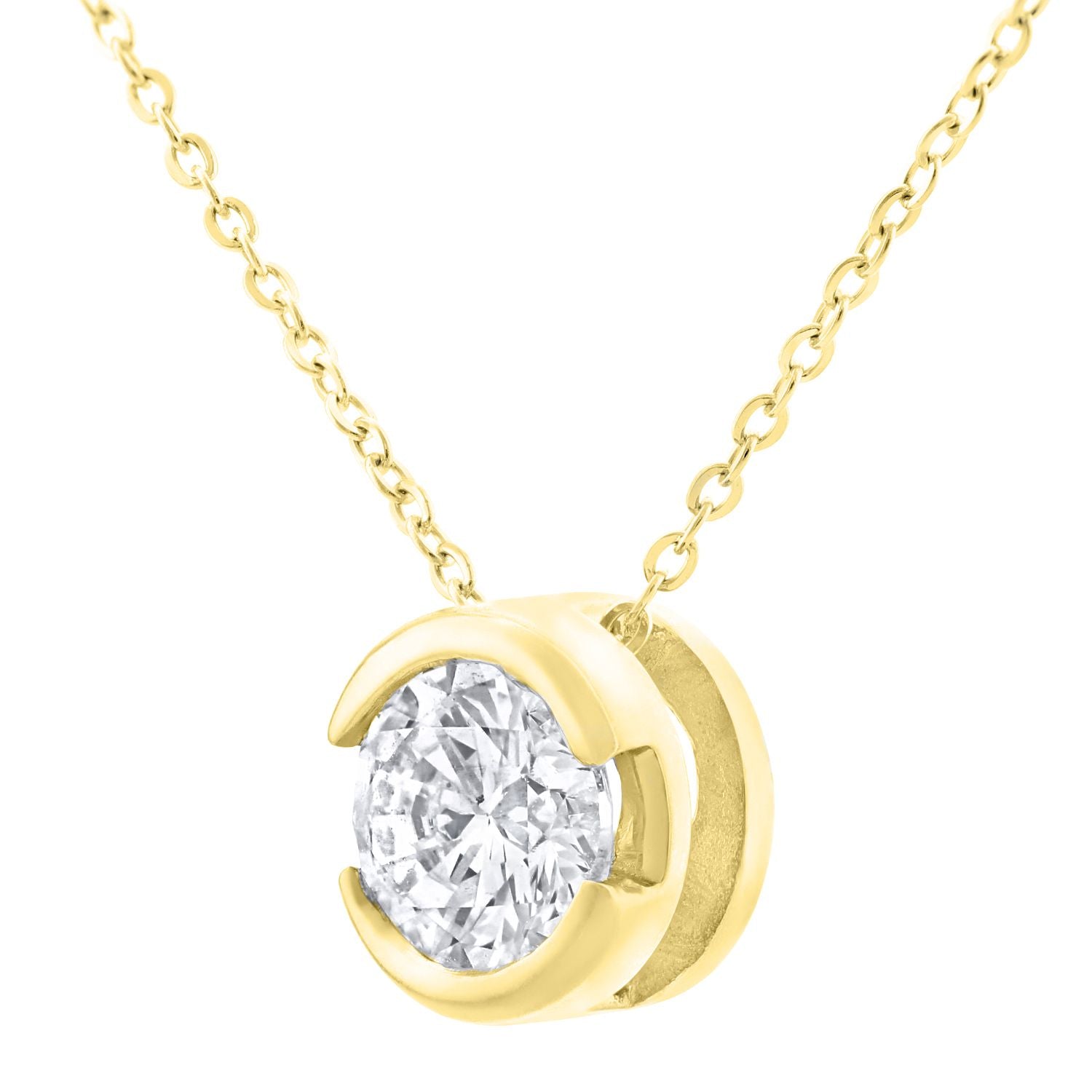 9ct Gold  Round 1/3ct Diamond Solitaire Pendant Necklace 18 inch - PP0AXL1507Y