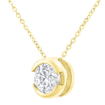 9ct Gold  Round 1/3ct Diamond Solitaire Pendant Necklace 18 inch - PP0AXL1507Y
