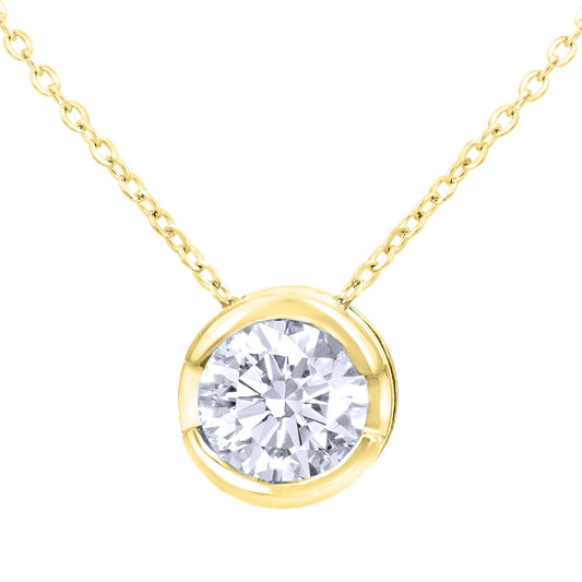 9ct Gold  Round 1/3ct Diamond Solitaire Pendant Necklace 18 inch - PP0AXL1507Y