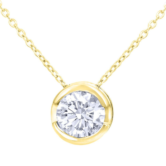9ct Gold Round 1/3ct Diamond Solitaire Pendant Necklace 18 inch - PP0AXL1507Y