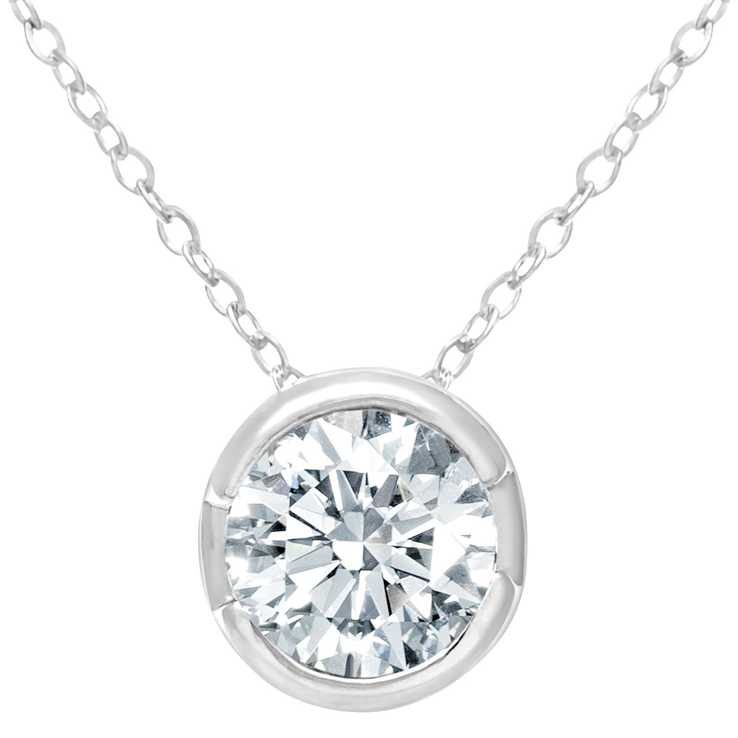 9ct White Gold  1/2ct Diamond Solitaire Pendant Necklace 18 inch - PP0AXL1508W