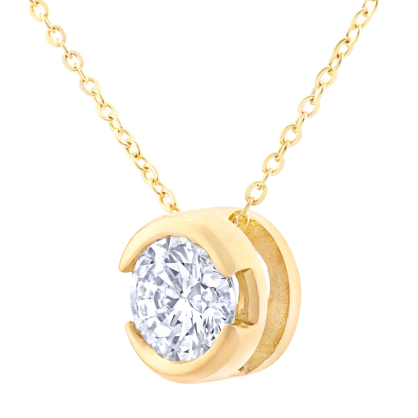 9ct Gold  Round 1/2ct Diamond Solitaire Pendant Necklace 18 inch - PP0AXL1508Y