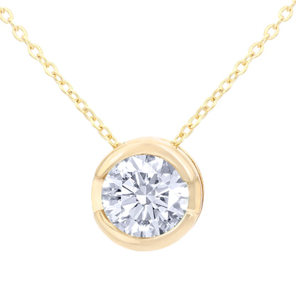9ct Gold  Round 1/2ct Diamond Solitaire Pendant Necklace 18 inch - PP0AXL1508Y