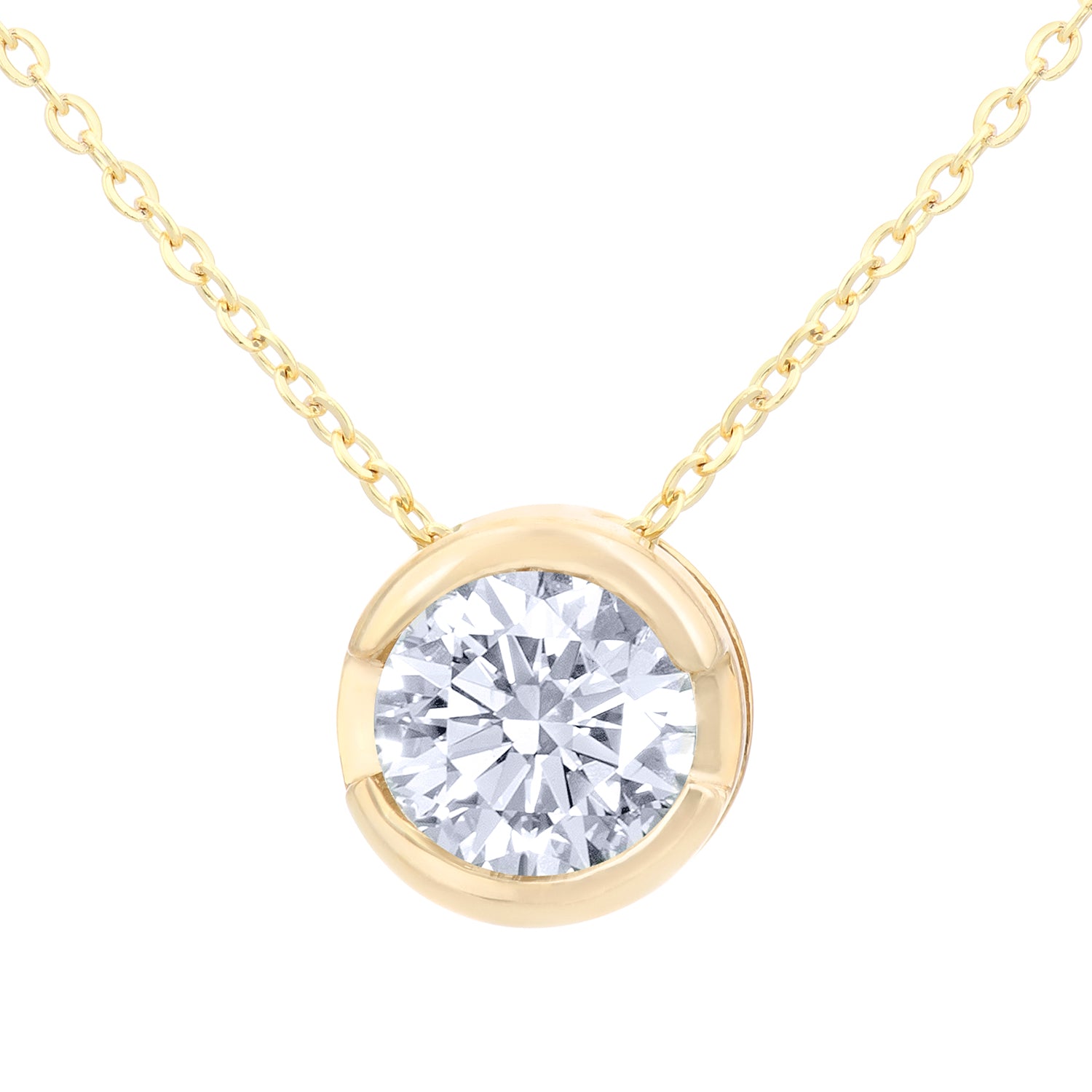 9ct Gold  Round 1/2ct Diamond Solitaire Pendant Necklace 18 inch - PP0AXL1508Y