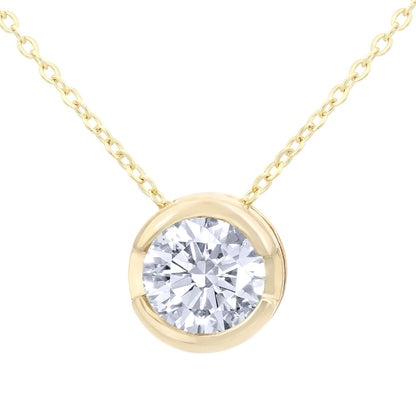9ct Gold  Round 1/2ct Diamond Solitaire Pendant Necklace 18 inch - PP0AXL1508Y