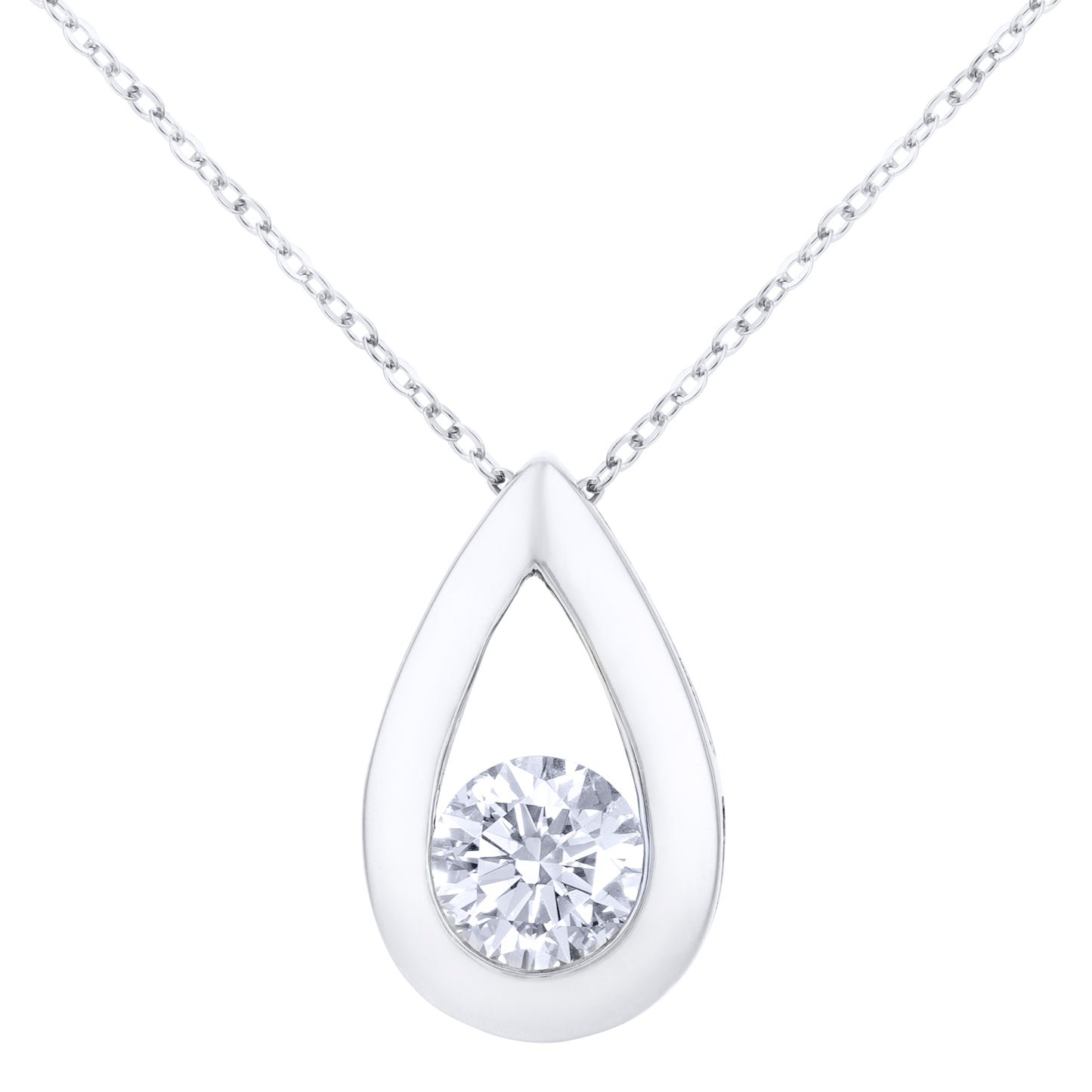 9ct White Gold  1/2ct Diamond Solitaire Pendant Necklace 18 inch - PP0AXL1713W