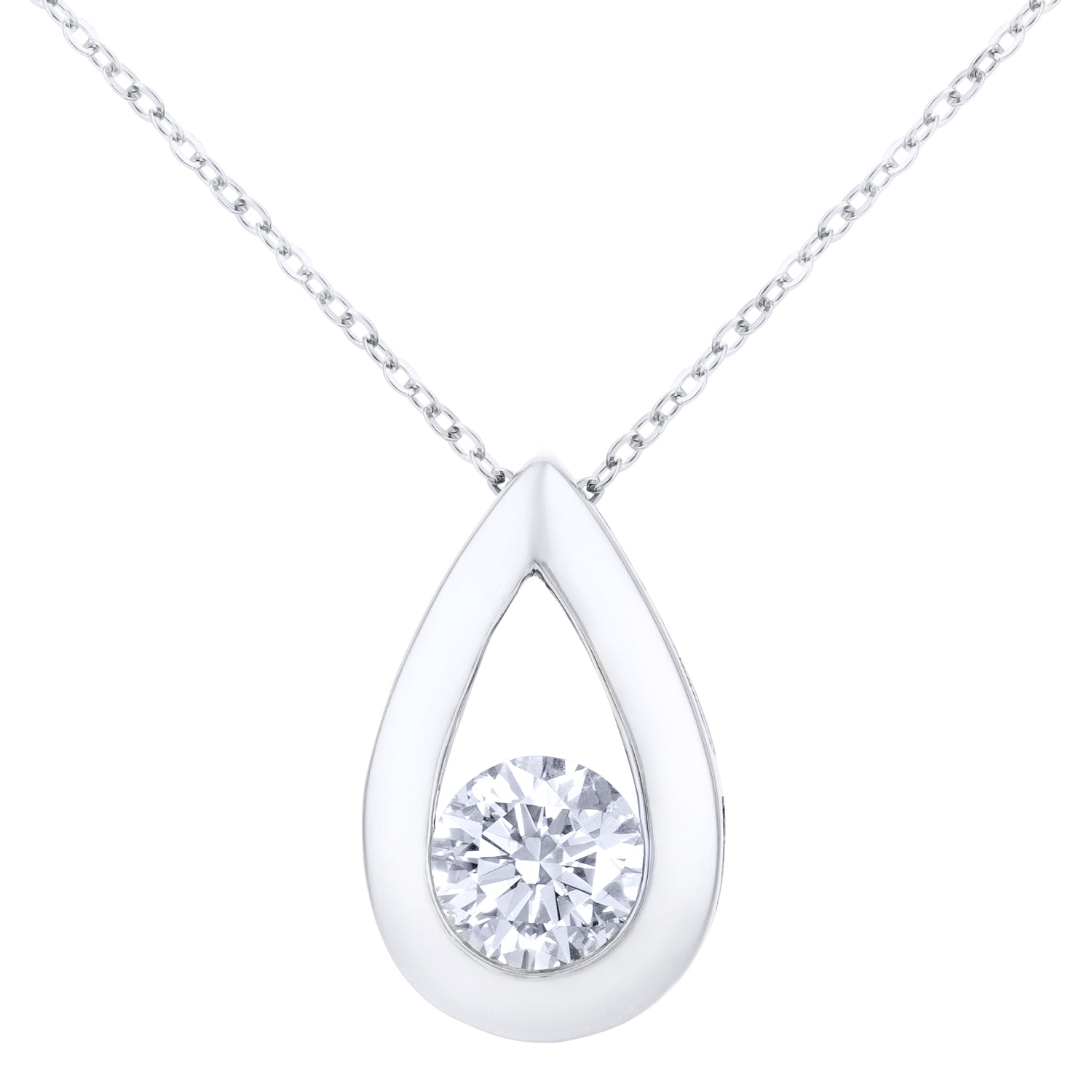 9ct White Gold  1/2ct Diamond Solitaire Pendant Necklace 18 inch - PP0AXL1713W