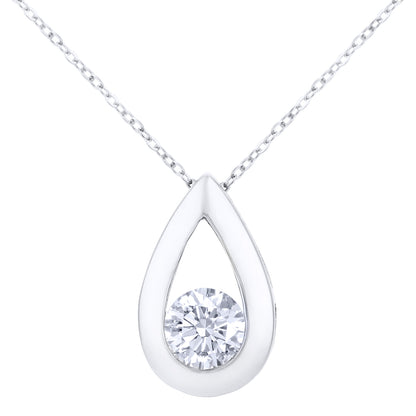 9ct White Gold  1/2ct Diamond Solitaire Pendant Necklace 18 inch - PP0AXL1713W