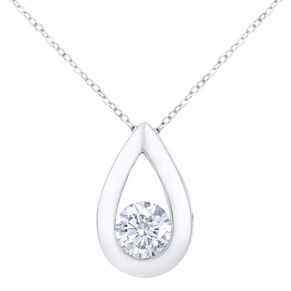 9ct White Gold  1/2ct Diamond Solitaire Pendant Necklace 18 inch - PP0AXL1713W