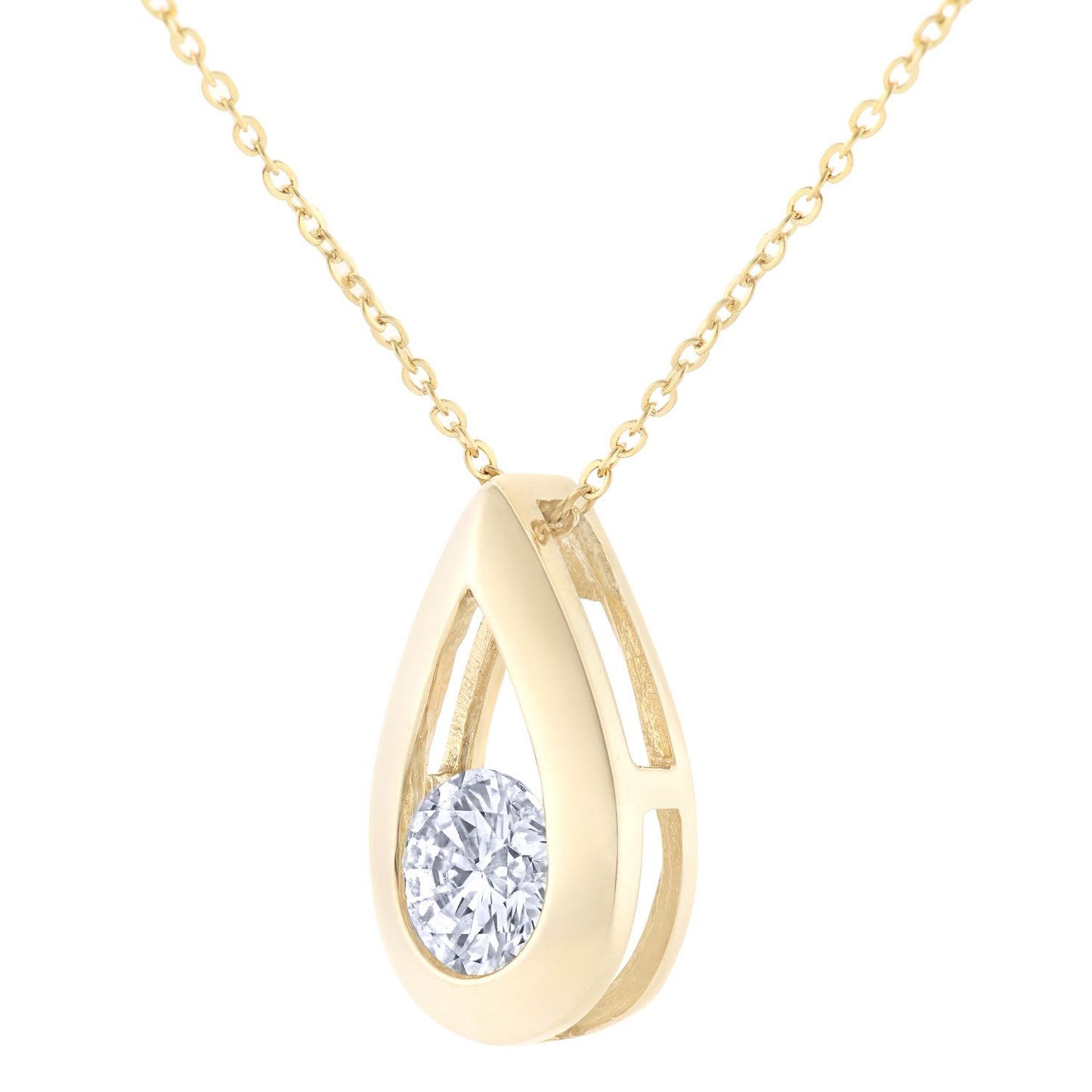 9ct Gold  Round 1/2ct Diamond Solitaire Pendant Necklace 18 inch - PP0AXL1713Y