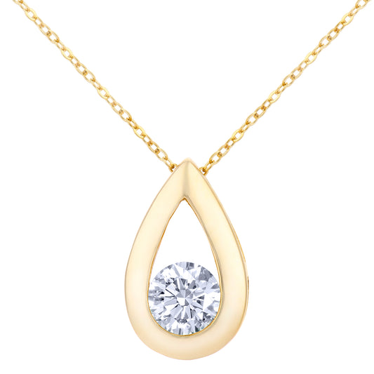9ct Gold  Round 1/2ct Diamond Solitaire Pendant Necklace 18 inch - PP0AXL1713Y