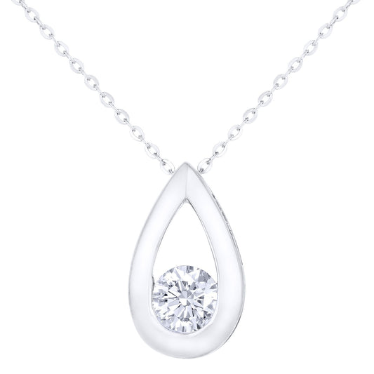 9ct White Gold 1/3ct Diamond Solitaire Pendant Necklace 18 inch - PP0AXL1714WDia