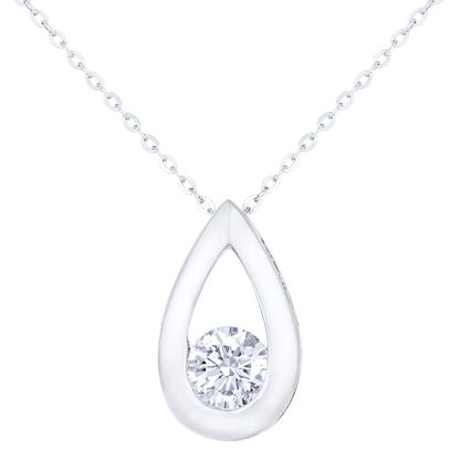 9ct White Gold  1/3ct Diamond Solitaire Pendant Necklace 18 inch - PP0AXL1714WDia