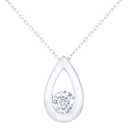 9ct White Gold  1/3ct Diamond Solitaire Pendant Necklace 18 inch - PP0AXL1714WDia