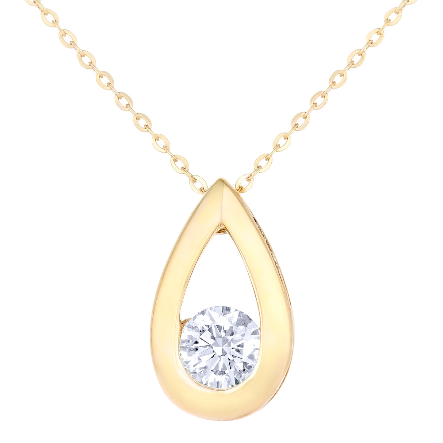 9ct Gold  Round 1/3ct Diamond Solitaire Pendant Necklace 18 inch - PP0AXL1714YDia