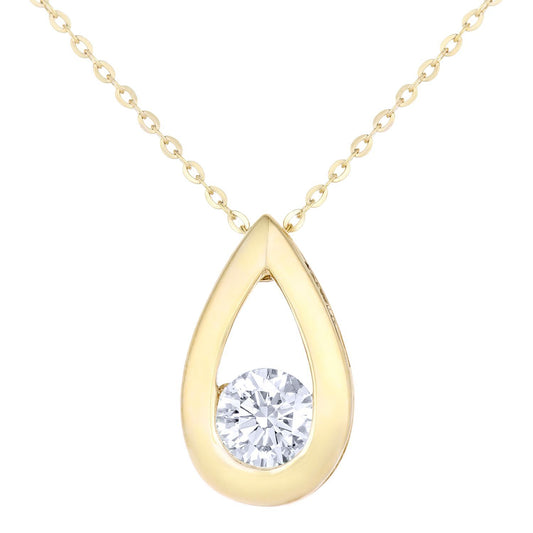 9ct Gold  Round 1/3ct Diamond Solitaire Pendant Necklace 18 inch - PP0AXL1714YDia