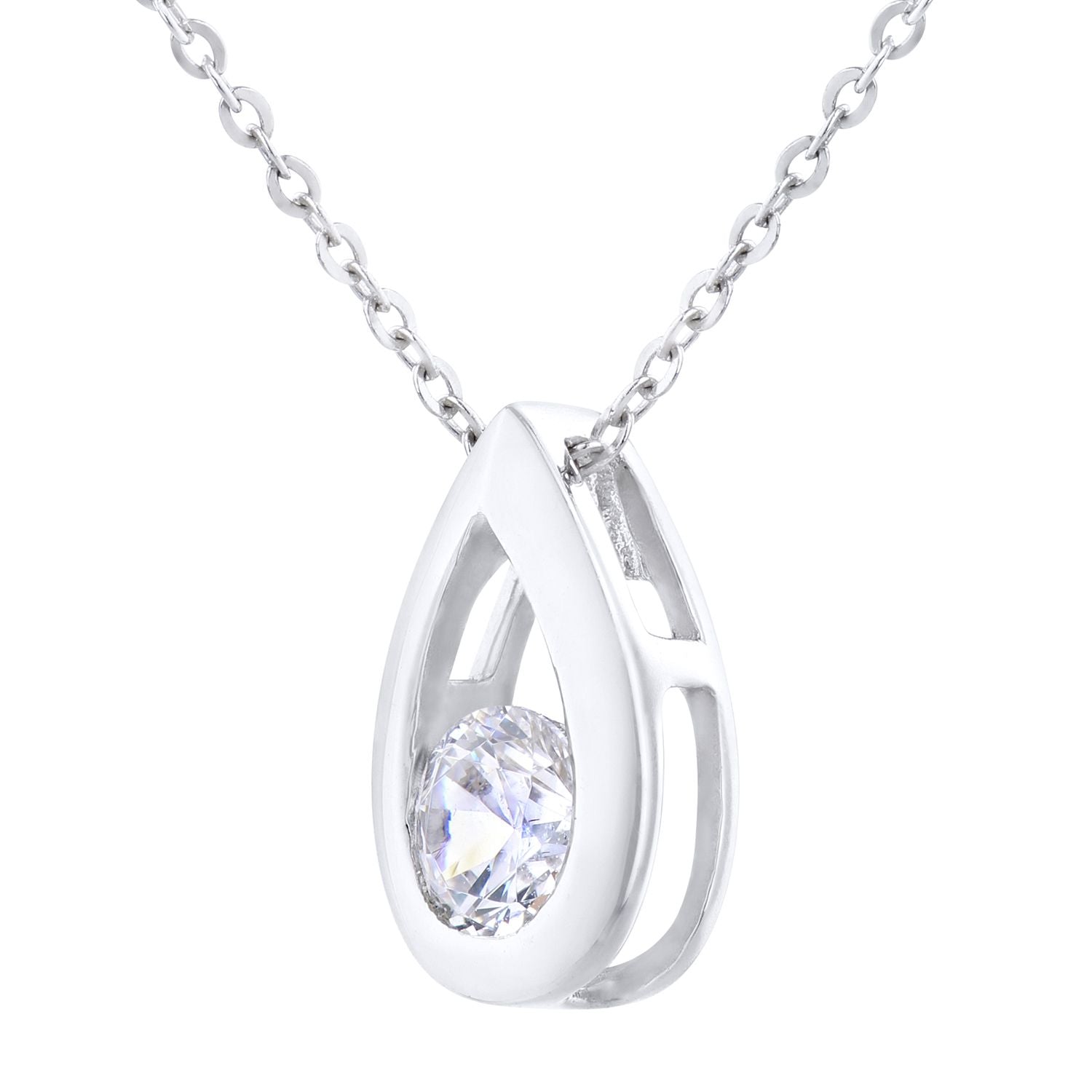 9ct White Gold  1/4ct Diamond Solitaire Pendant Necklace 18 inch - PP0AXL1715WDia