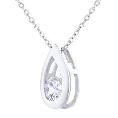 9ct White Gold  1/4ct Diamond Solitaire Pendant Necklace 18 inch - PP0AXL1715WDia