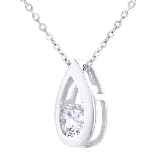 9ct White Gold  1/4ct Diamond Solitaire Pendant Necklace 18 inch - PP0AXL1715WDia