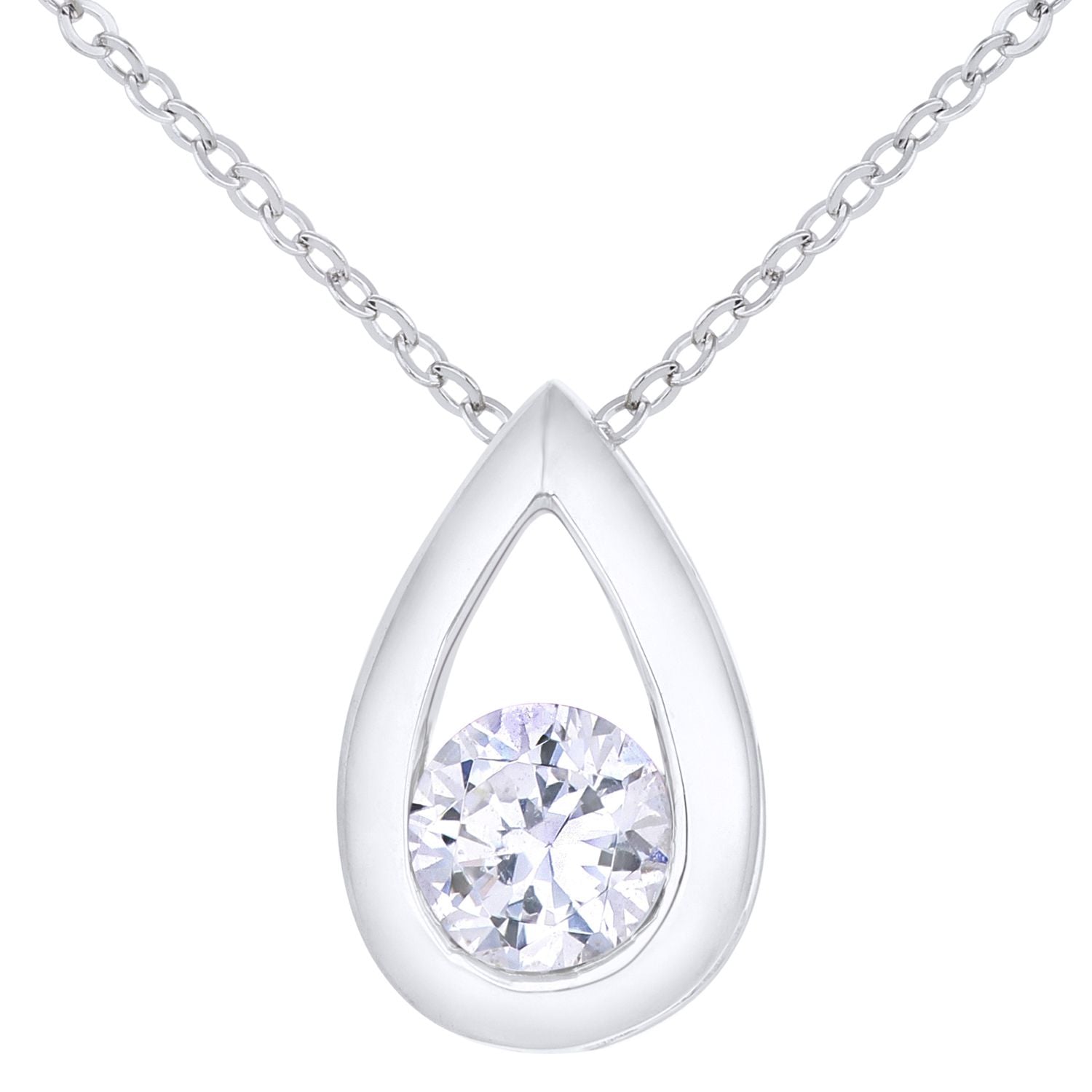 9ct White Gold  1/4ct Diamond Solitaire Pendant Necklace 18 inch - PP0AXL1715WDia