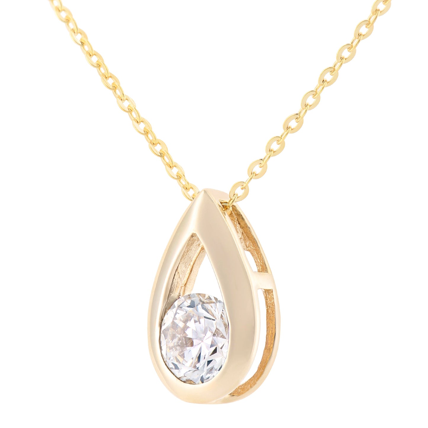 9ct Gold  Round 1/4ct Diamond Solitaire Pendant Necklace 18 inch - PP0AXL1715YDia