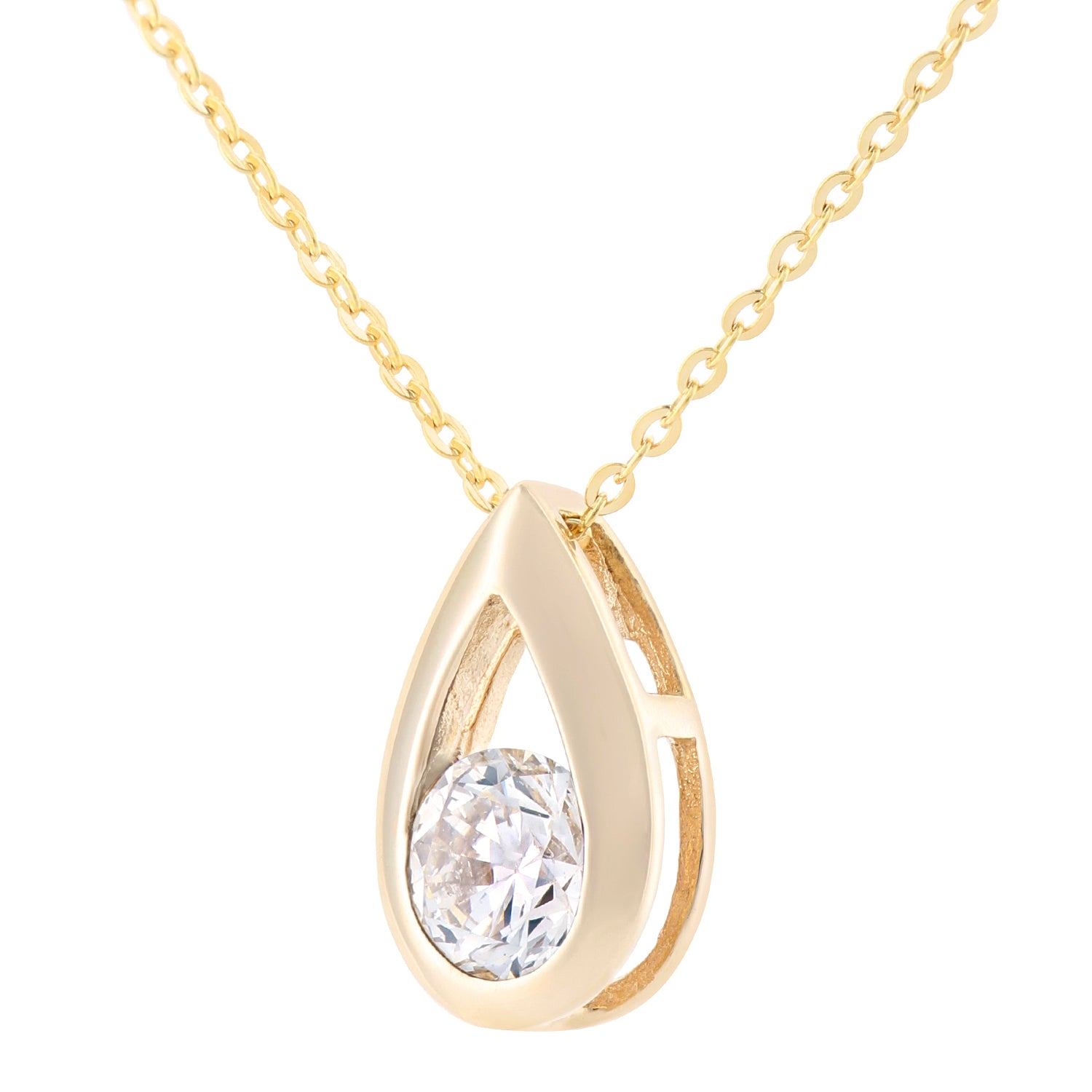 9ct Gold  Round 1/4ct Diamond Solitaire Pendant Necklace 18 inch - PP0AXL1715YDia