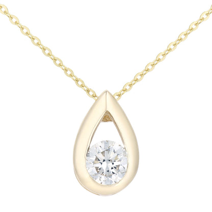 9ct Gold  Round 1/4ct Diamond Solitaire Pendant Necklace 18 inch - PP0AXL1715YDia