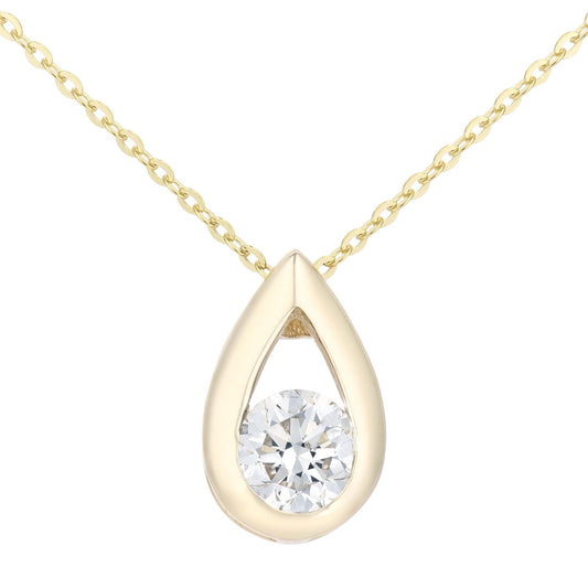 9ct Gold  Round 1/4ct Diamond Solitaire Pendant Necklace 18 inch - PP0AXL1715YDia