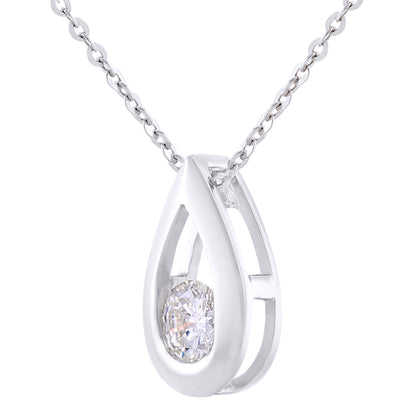 9ct White Gold  15pts Diamond Solitaire Pendant Necklace 18 inch - PP0AXL1720W